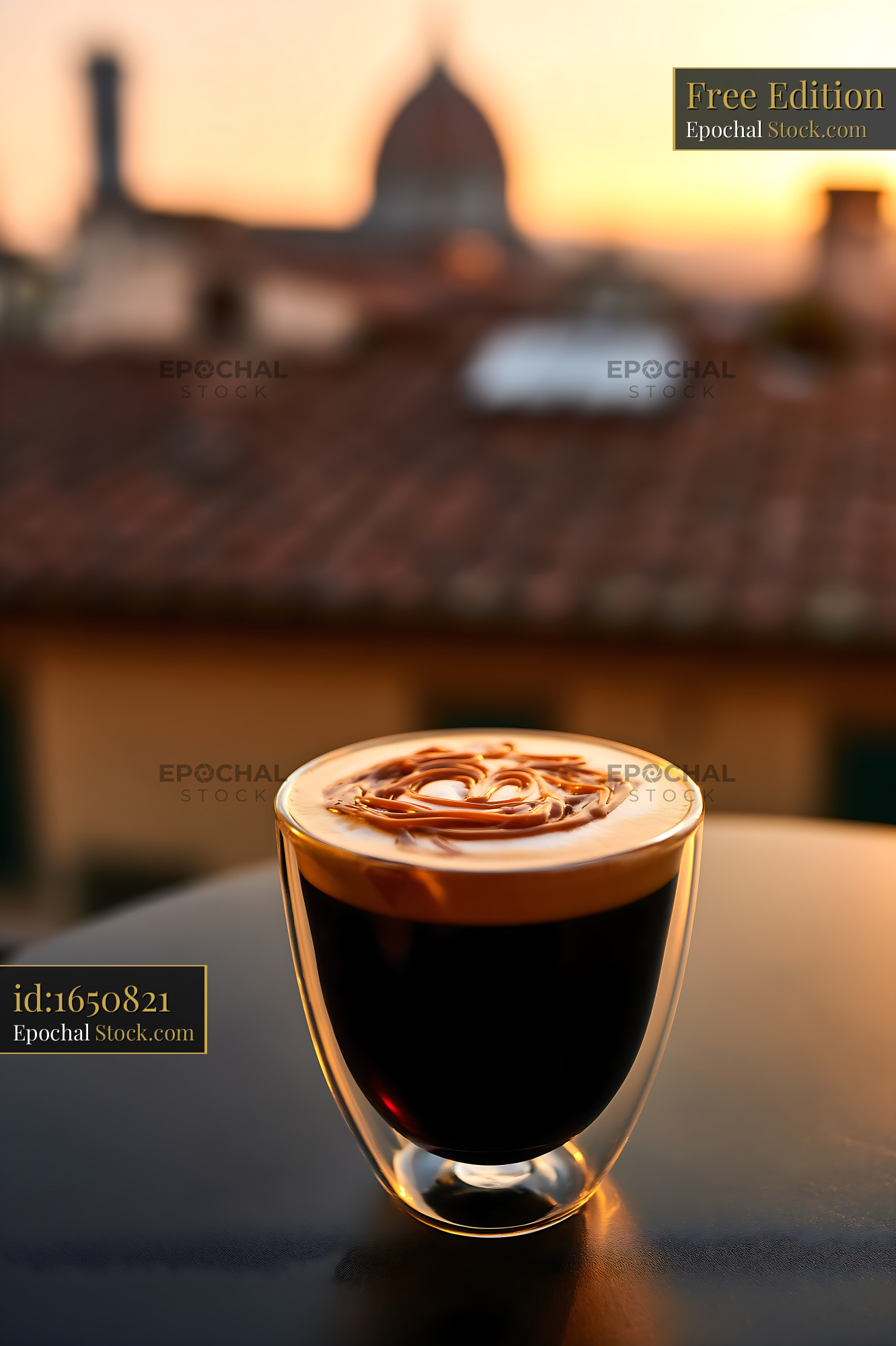 Nitro Caramel Coffee at Sunset in Florence - stock photo