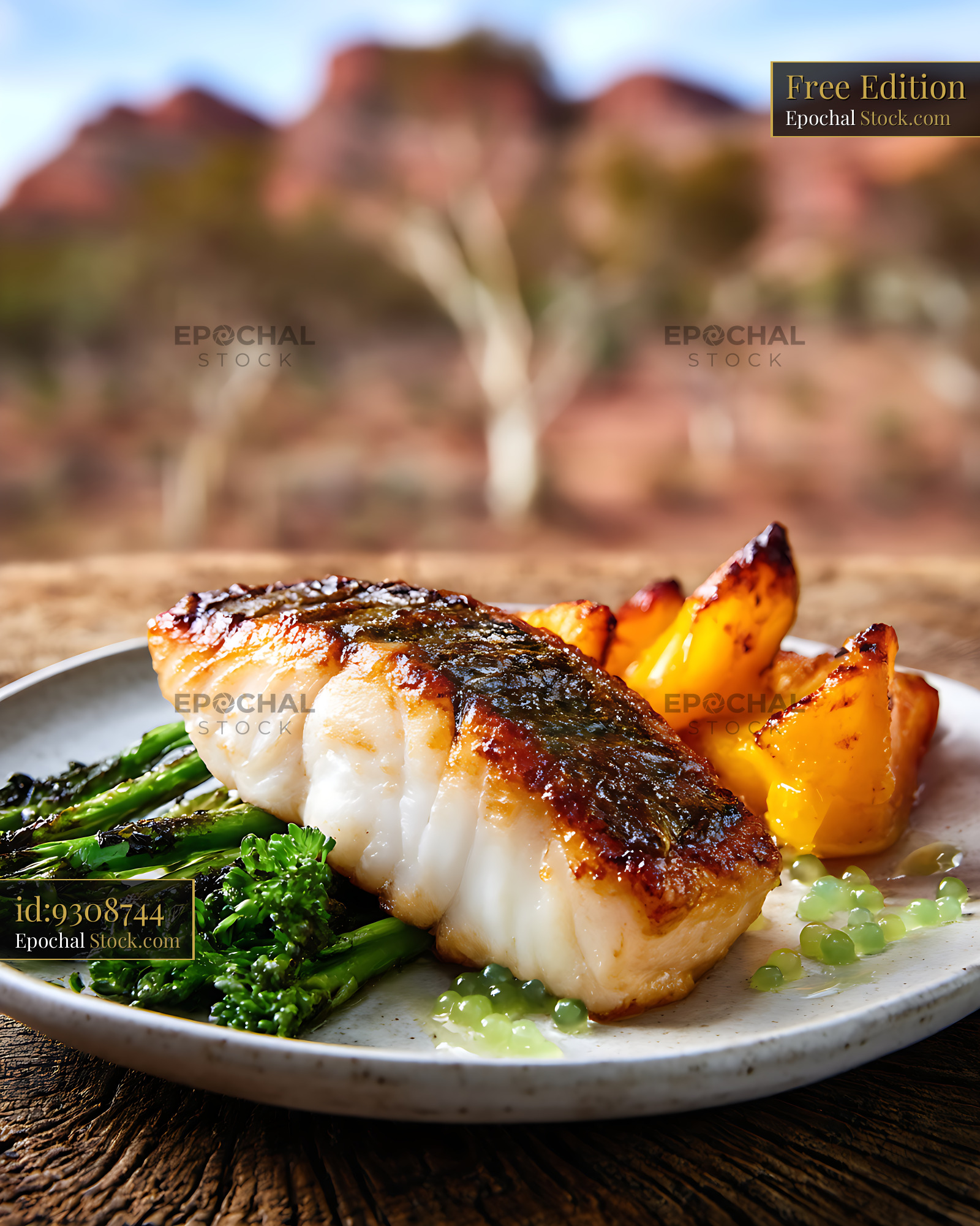 Murray Cod Fillet With Roasted Potatoes - stock photo