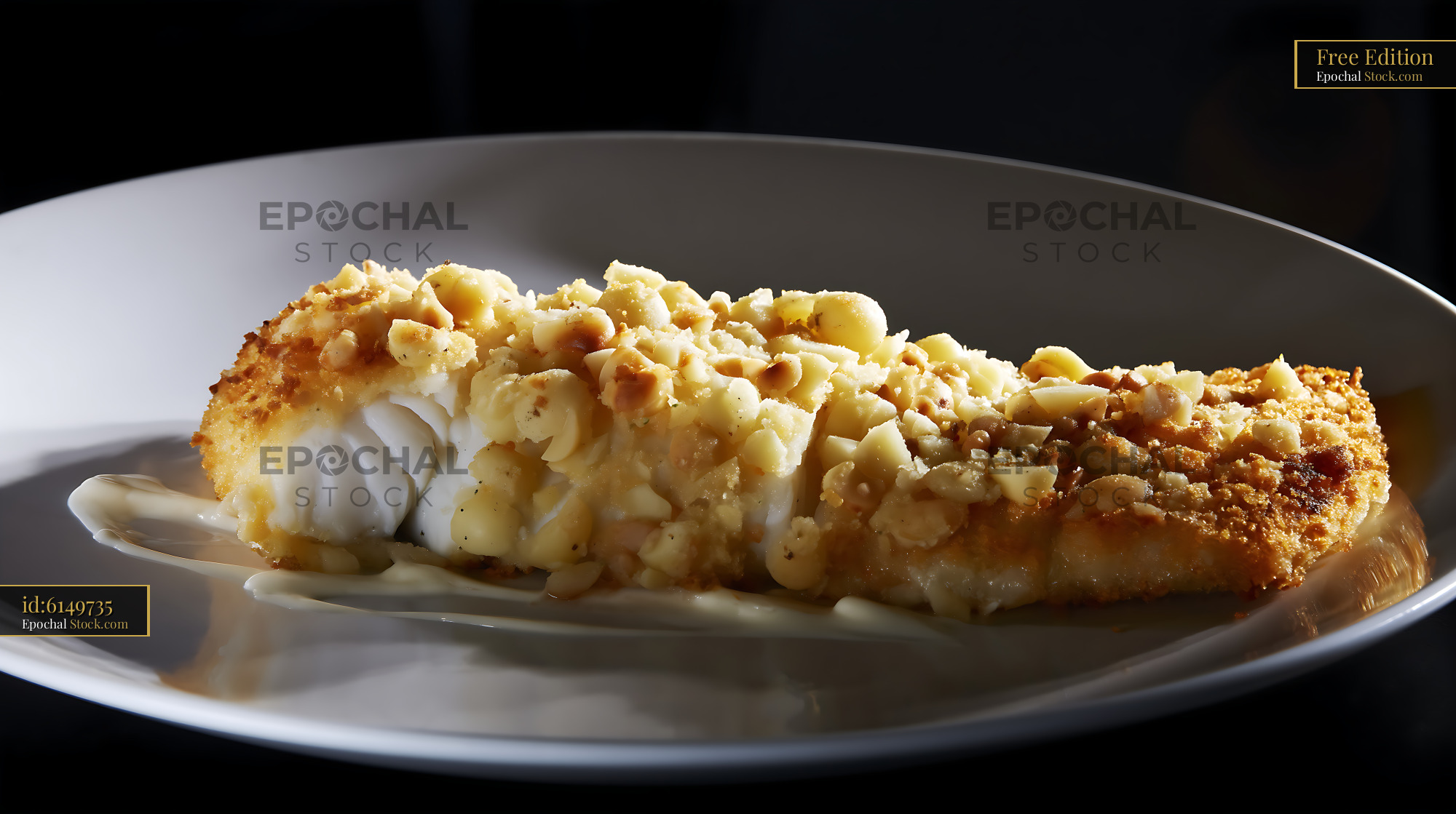 Macadamia Crusted Fish with Mashed Potatoes - stock photo