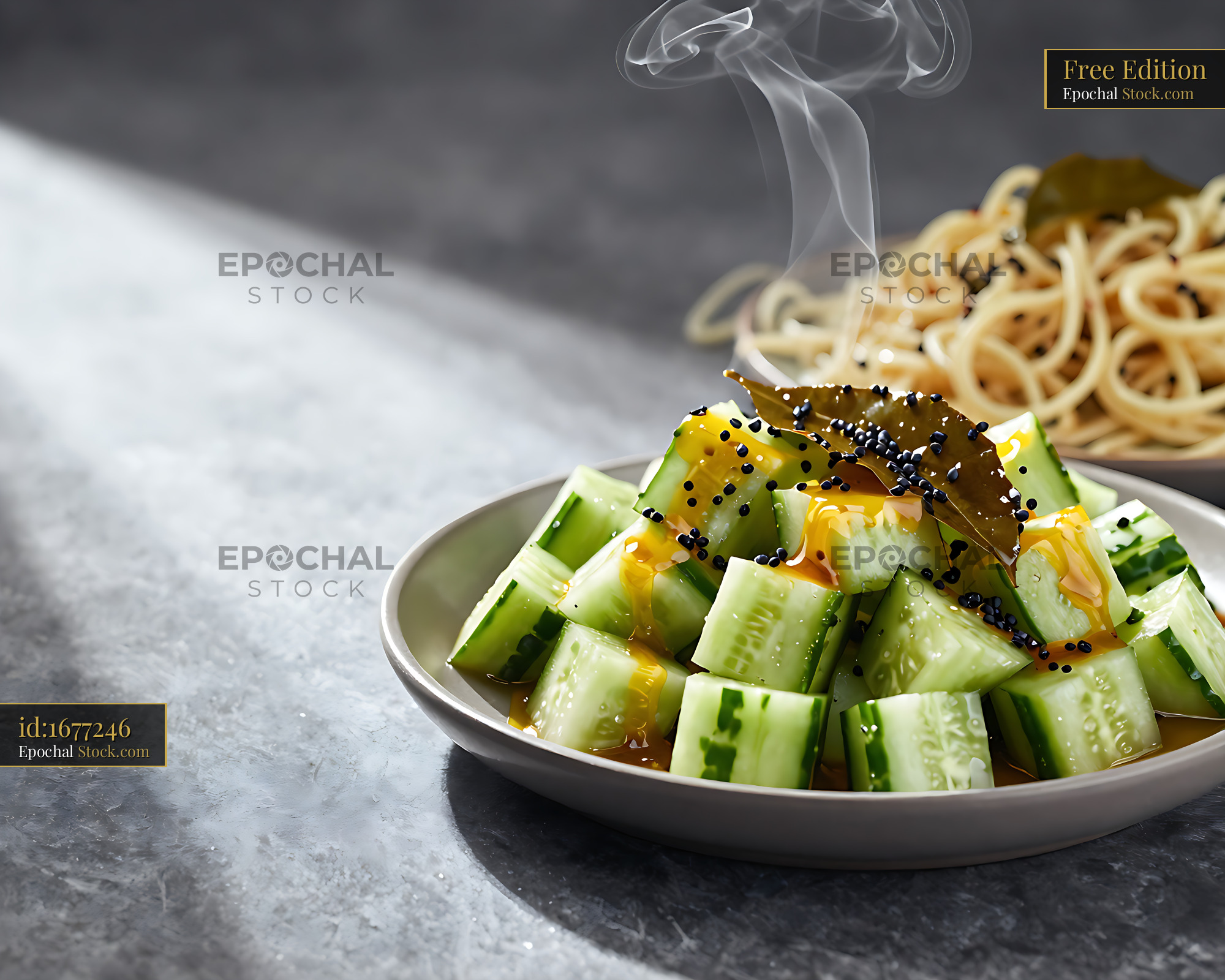 Kakdi Koshimbir: Fresh Cucumber Salad With Nori - stock photo