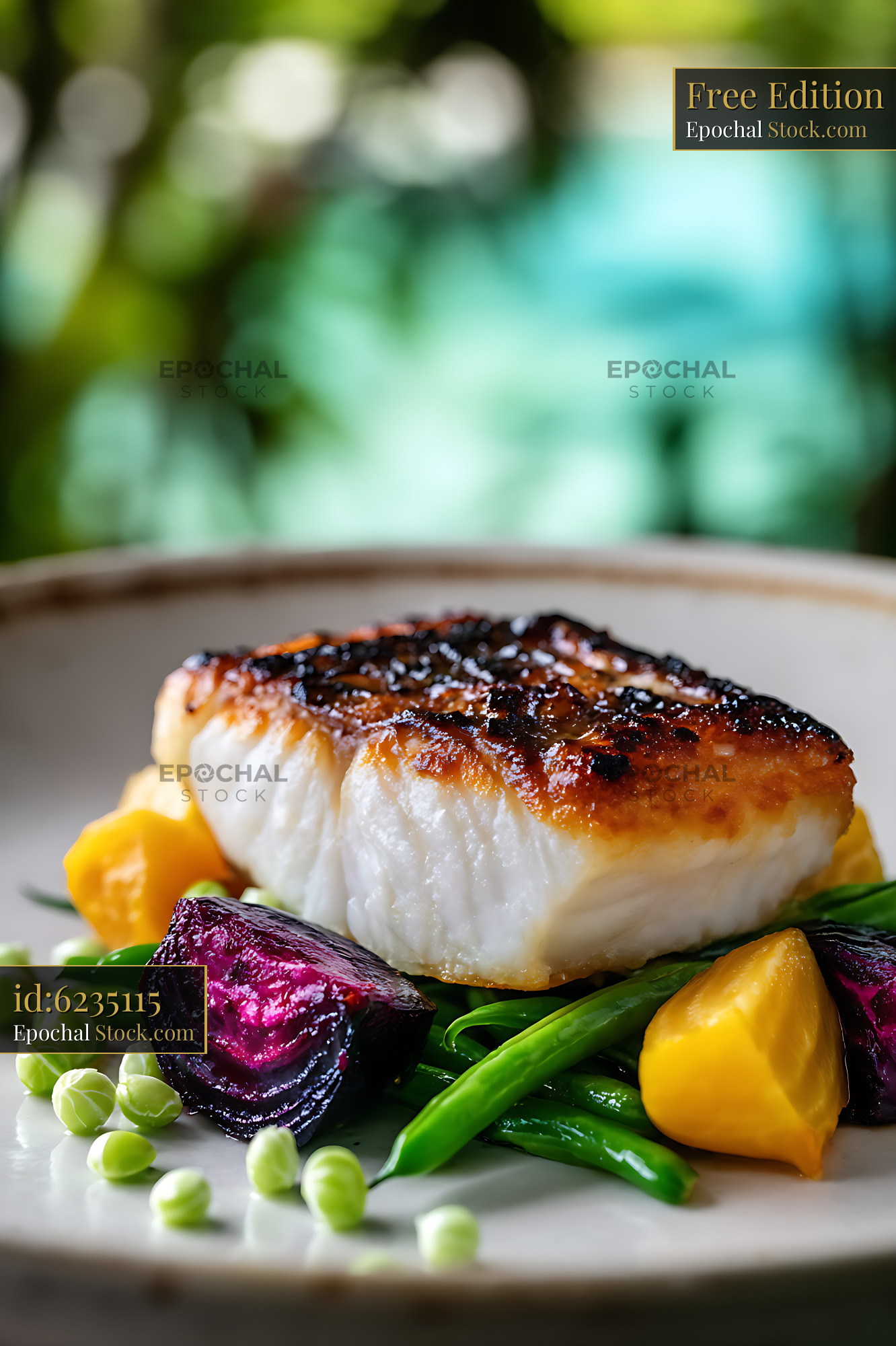 Murray Cod Fillet with Roasted Vegetables - stock photo
