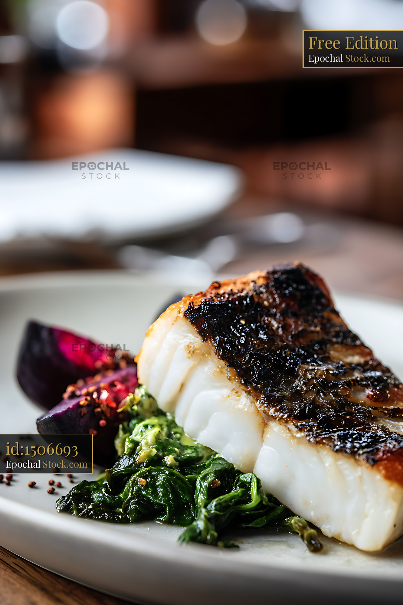 Pan Seared Murray Cod Fillet Plated - stock photo
