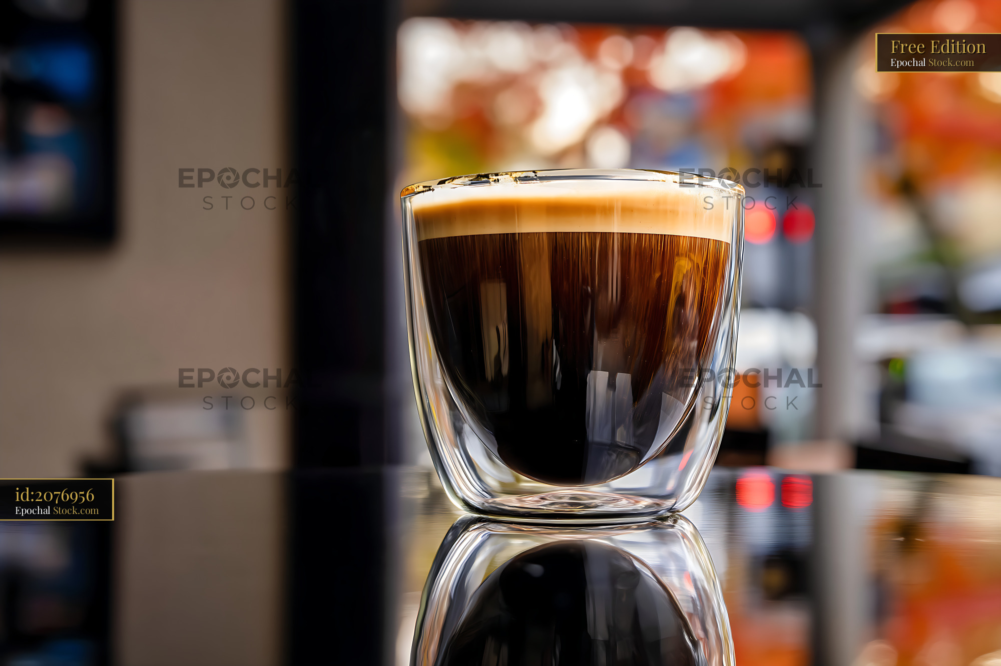 Nitro Caramel Coffee in Double-Wall Glass - stock photo
