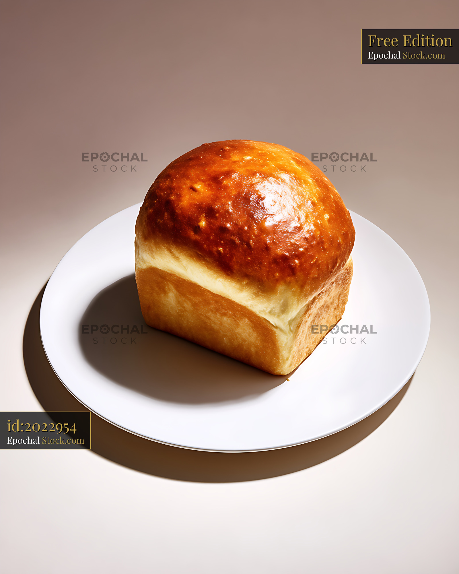 Golden Brioche Bread Roll Plated - stock photo