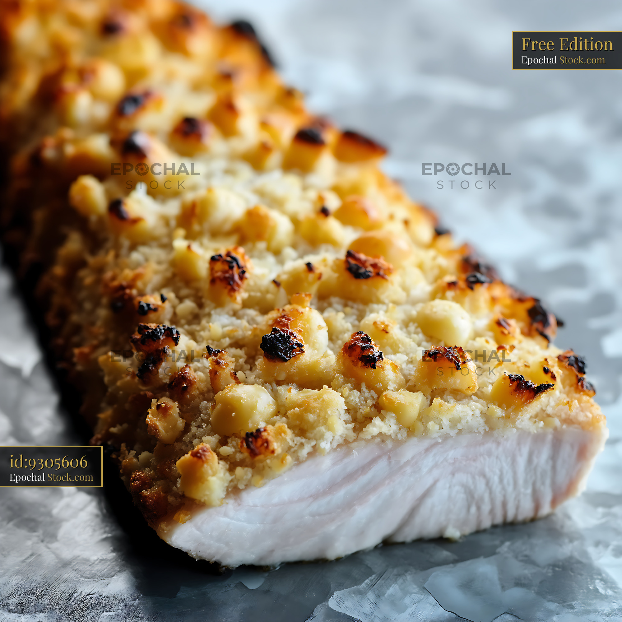 Pan-Seared Macadamia Crusted Fish Fillet - stock photo