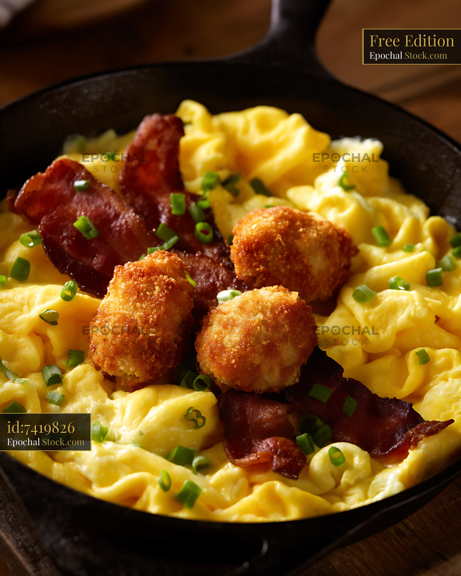 Crispy Fried Chicken Mac and Cheese Skillet - stock photo