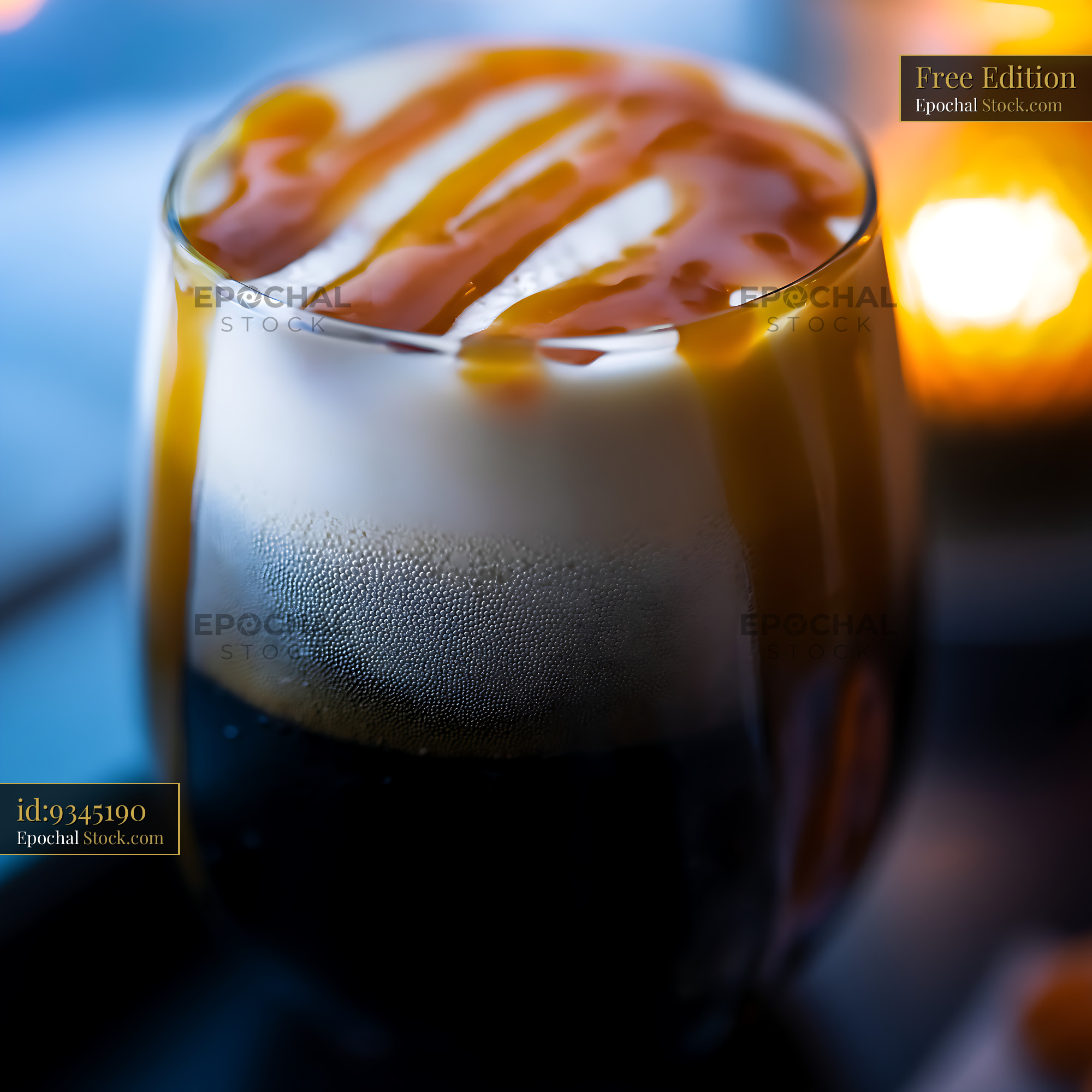 Nitro Caramel Coffee with Ice Cubes - stock photo