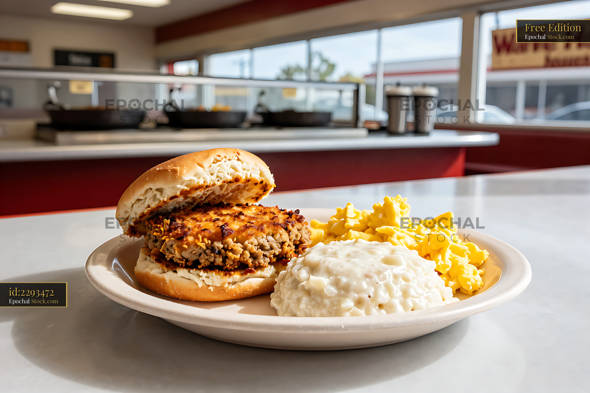 Livermush Sandwich with Coleslaw at Diner - stock photo