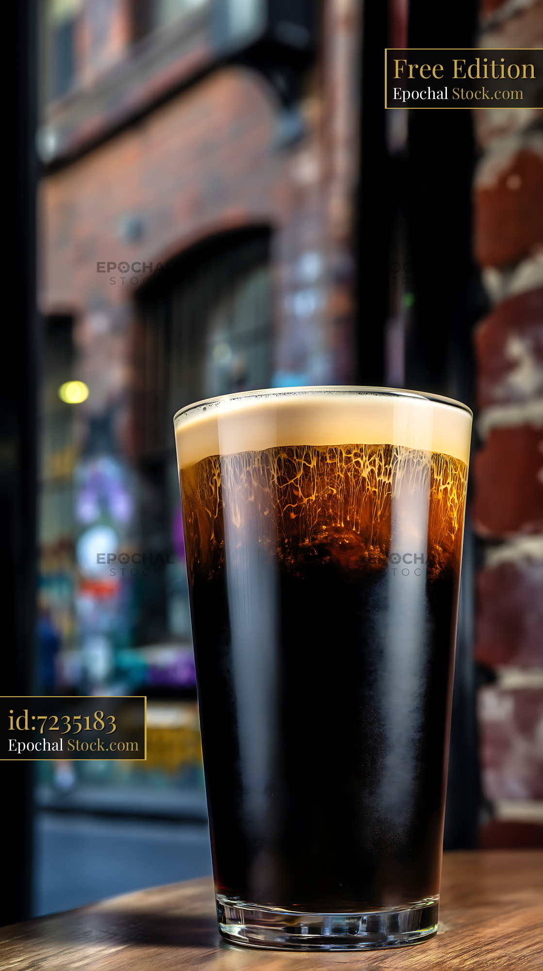 Nitro Caramel Coffee Glass Urban Alley - stock photo