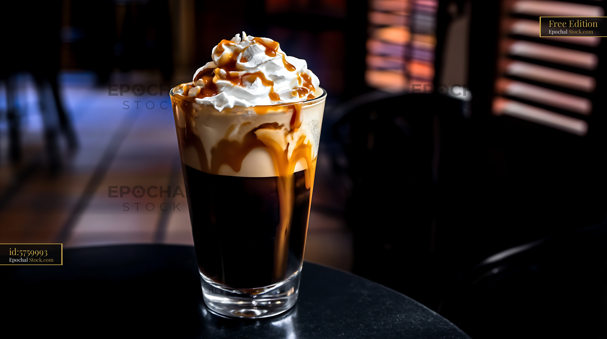 Nitro Caramel Coffee with Whipped Cream - stock photo