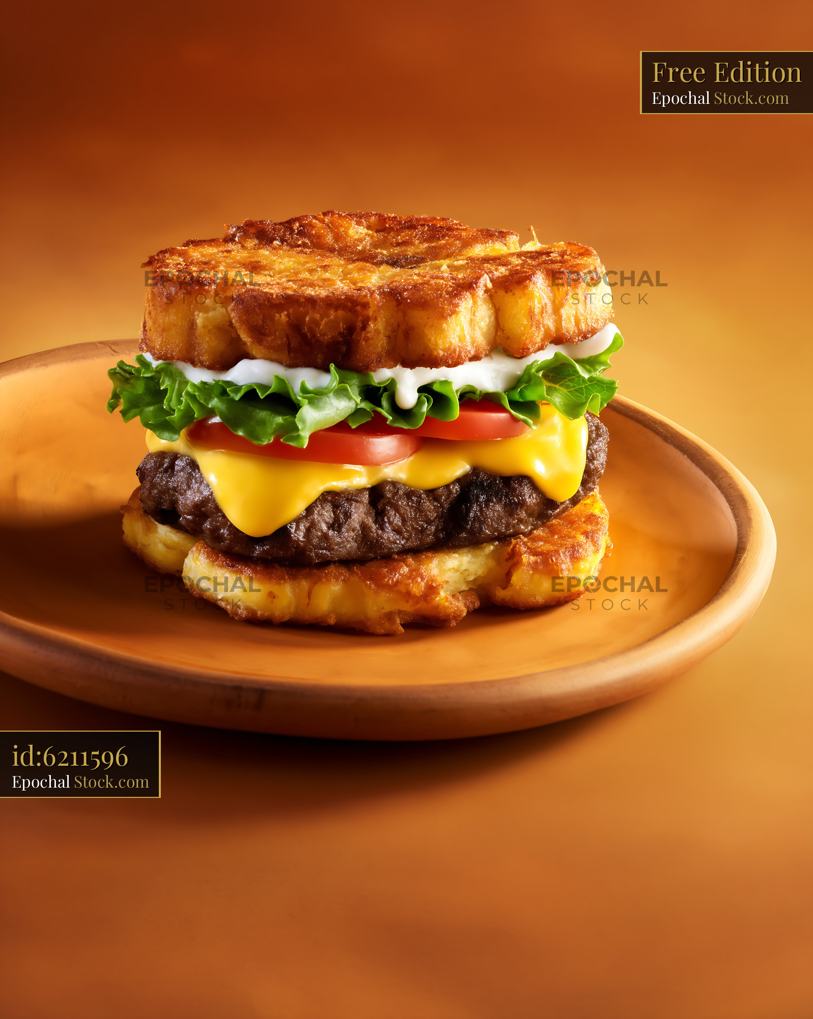 Gourmet Beef Burger with Golden Brioche Toast - stock photo