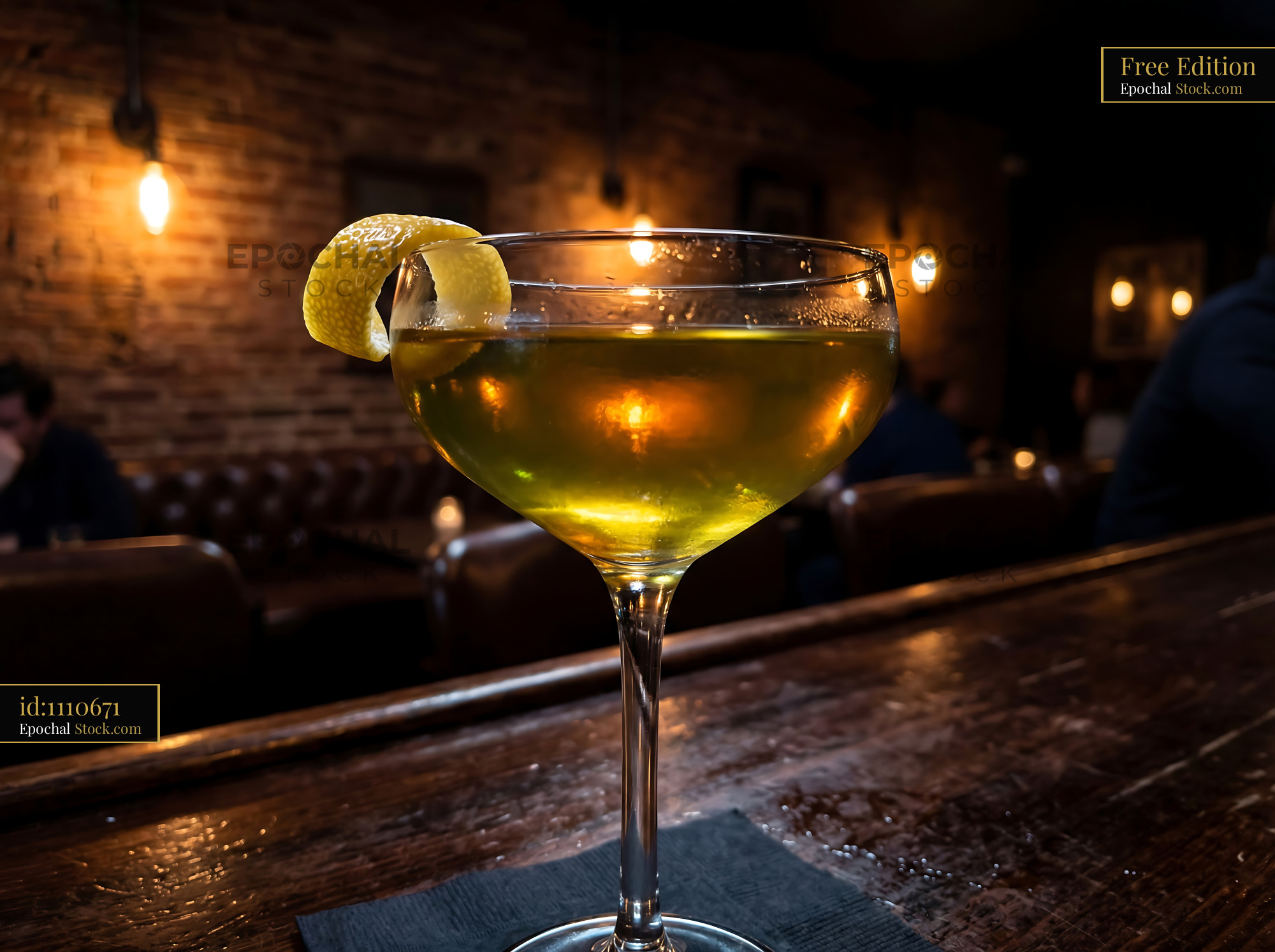 Tipperary Cocktail with Lemon Twist at Bar - stock photo