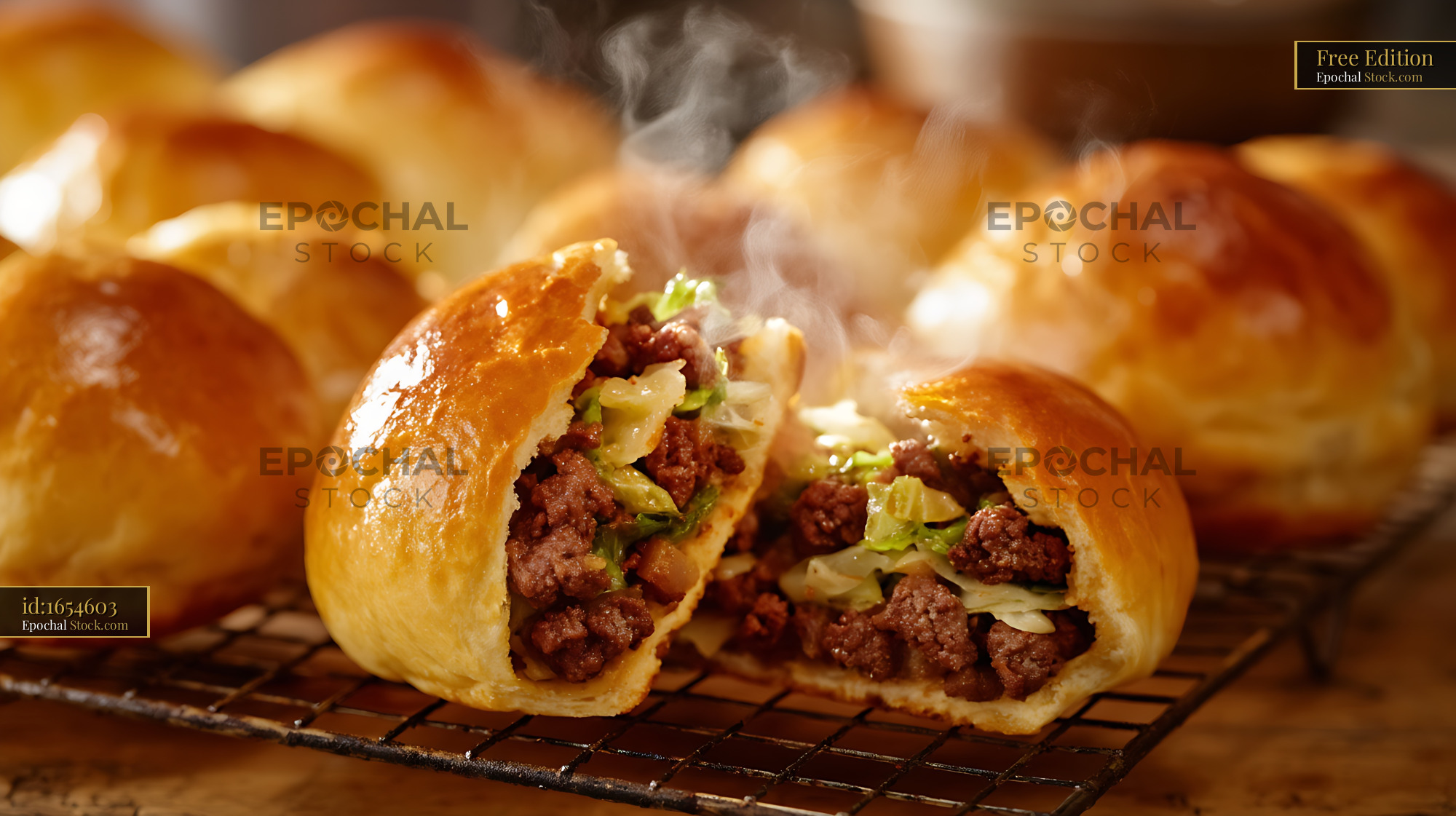 Gourmet Beef Sliders Steaming on Cooling Rack - stock photo