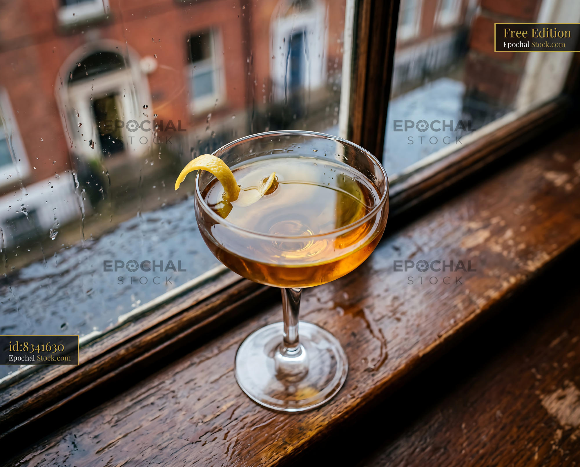 Tipperary Cocktail with Lemon at Window - stock photo