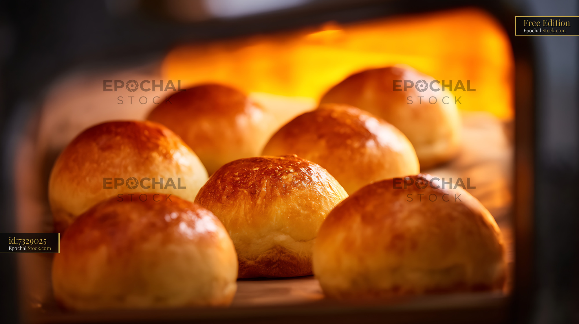 Warm Golden Dinner Rolls Freshly Baked in Oven - stock photo