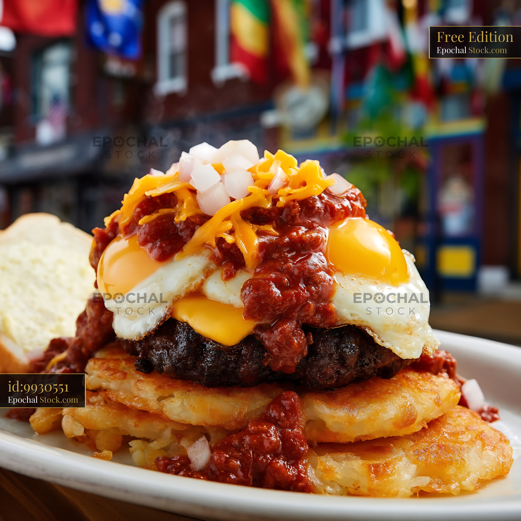 St. Louis Slinger With Eggs and Hash Browns - stock photo