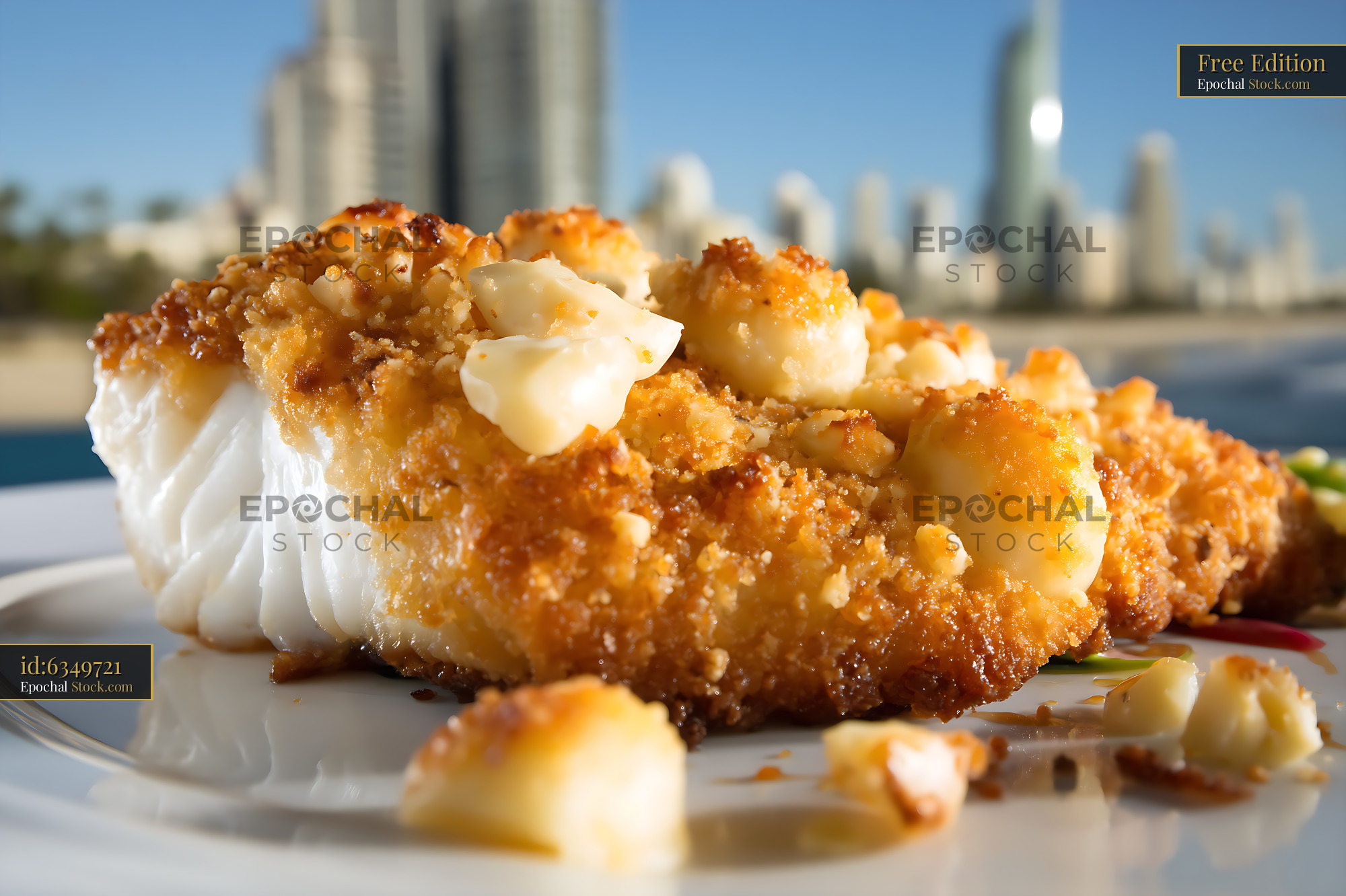 Gourmet Coconut Macadamia Dessert with Cream - stock photo