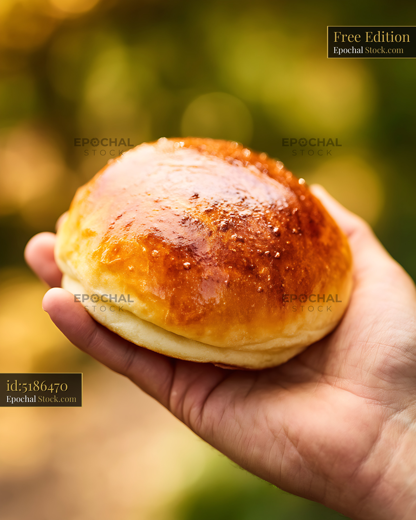 Freshly Baked Pastry in Hand, Outdoor - stock photo