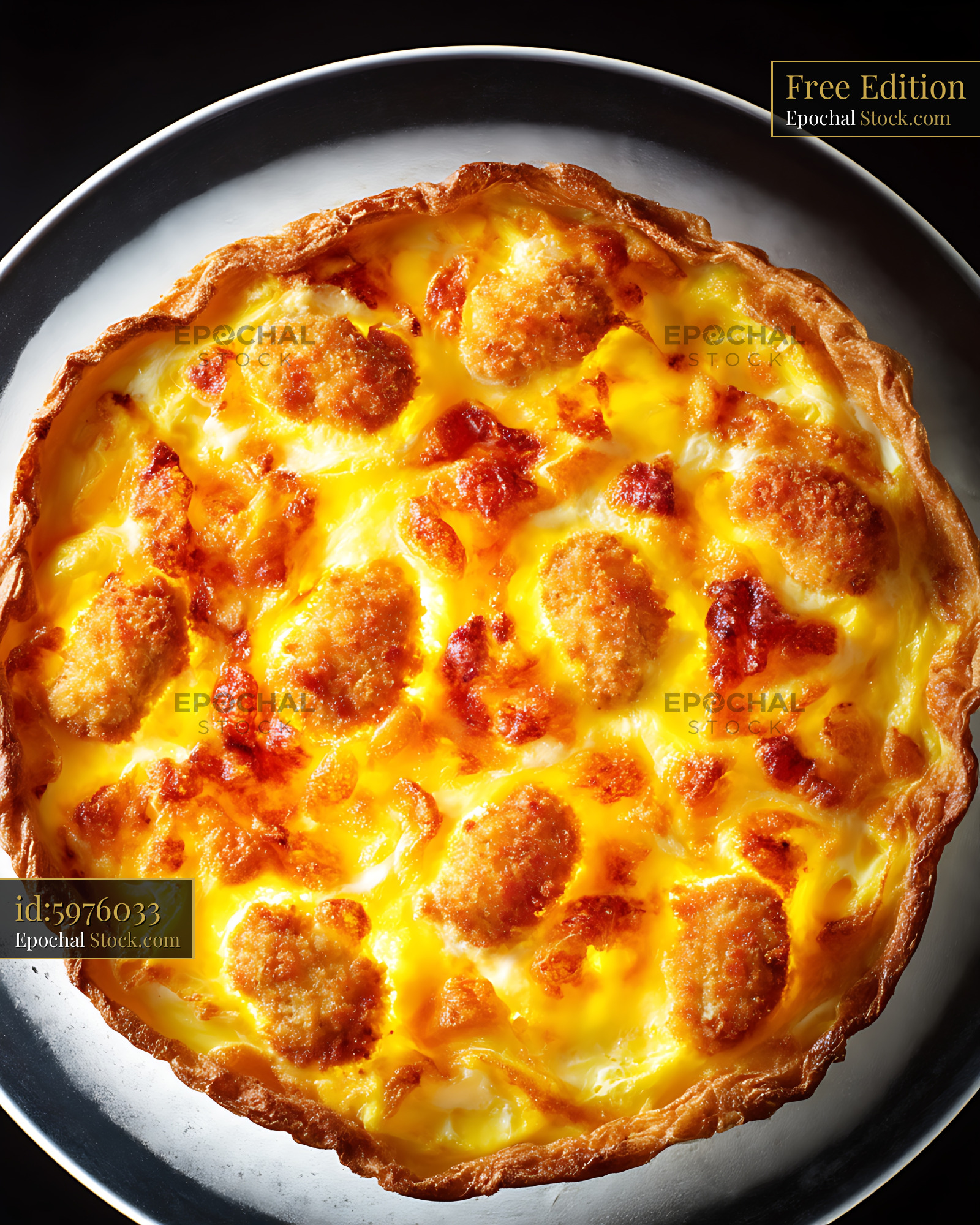 Pepperoni Cheese Savory Tart Freshly Baked - stock photo