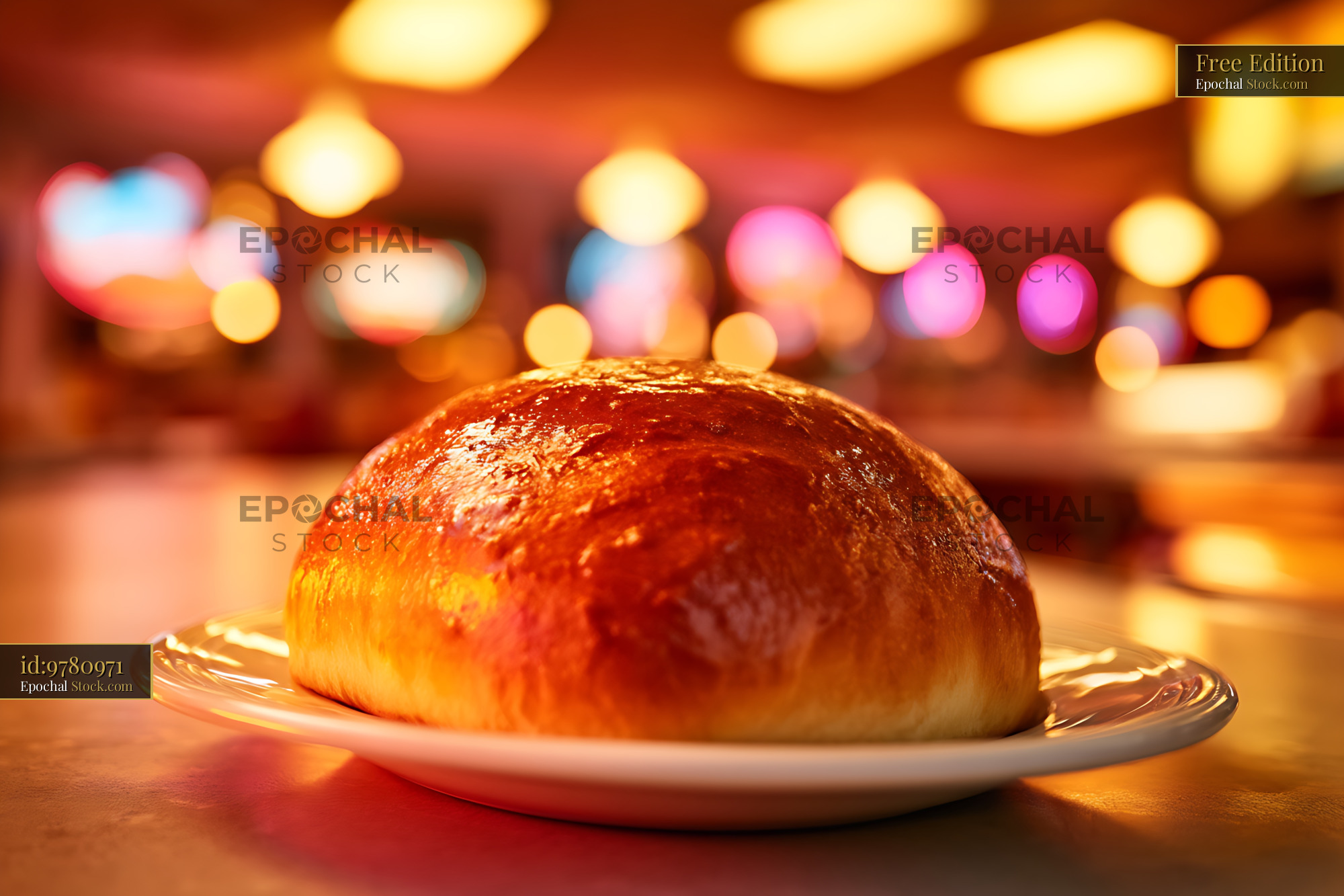 Glazed Pastry with Festive Bokeh Lights - stock photo
