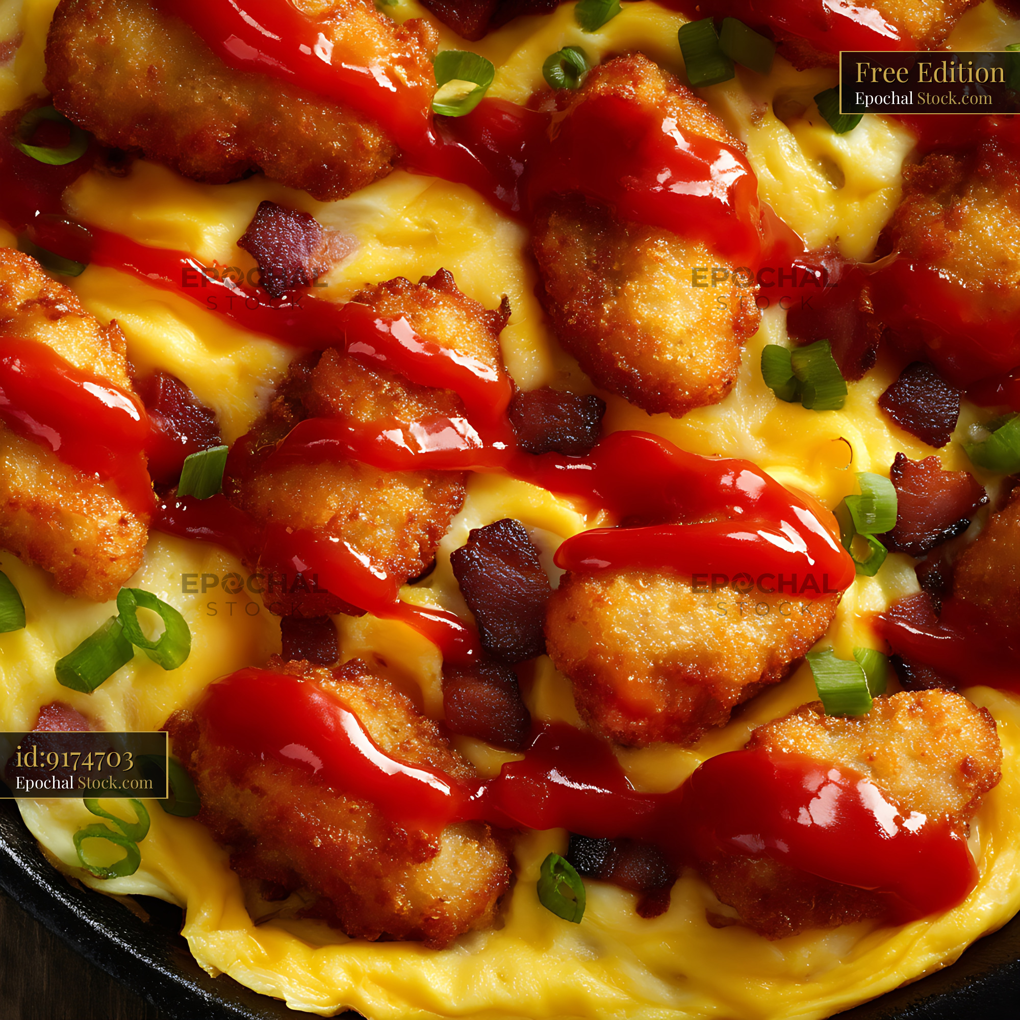 Loaded Skillet Omelet with Bacon and Peppers - stock photo