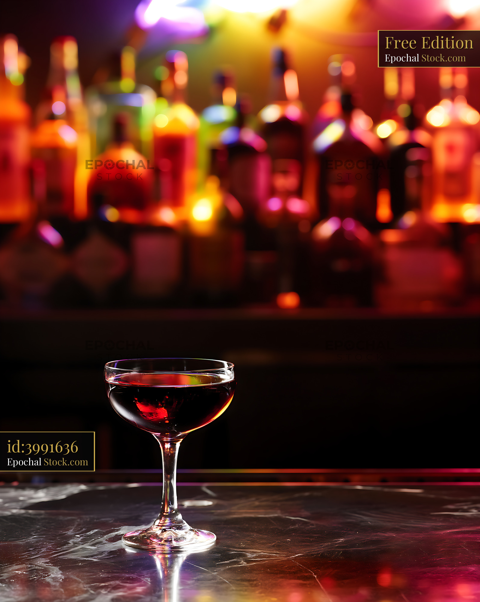 Bushwick Cocktail at Vibrant Nightclub Bar - stock photo