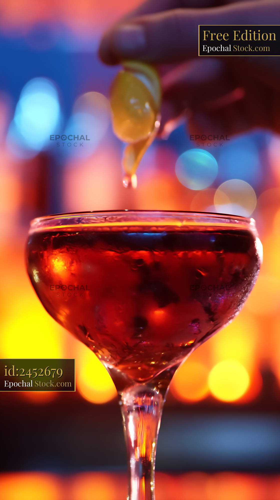 Bushwick Cocktail with Colorful Party Lights - stock photo