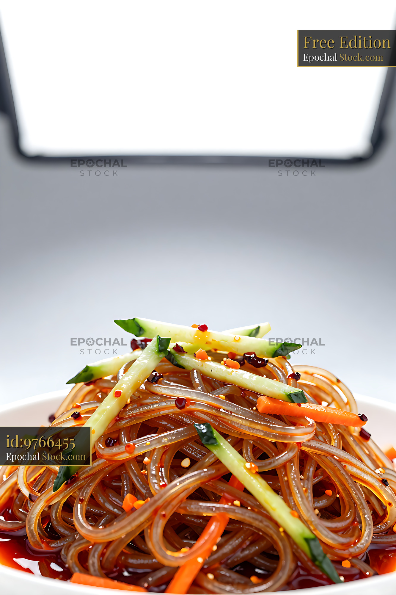 Sichuan Glass Noodle Salad with Fresh Cucumber - stock photo