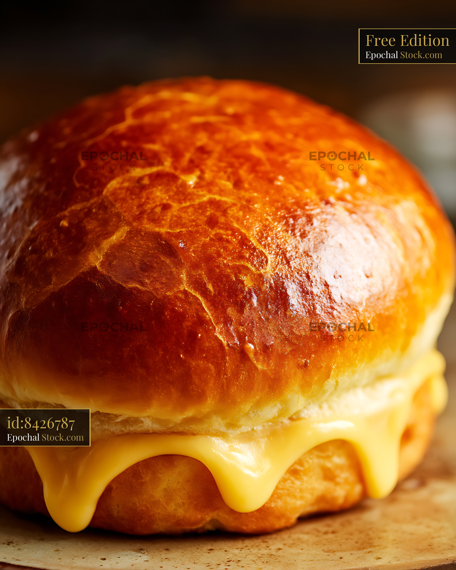 Gourmet Cheeseburger with Melted Cheese on Brioche - stock photo