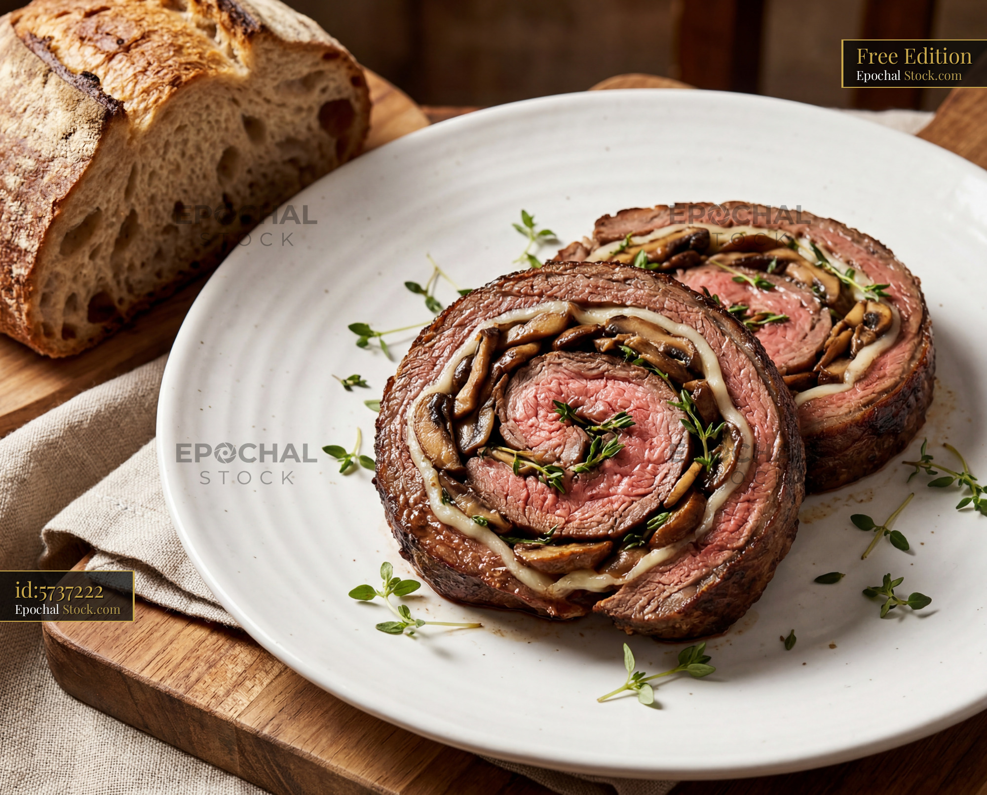 Beef Wellington Medium Rare with Mushrooms - stock photo