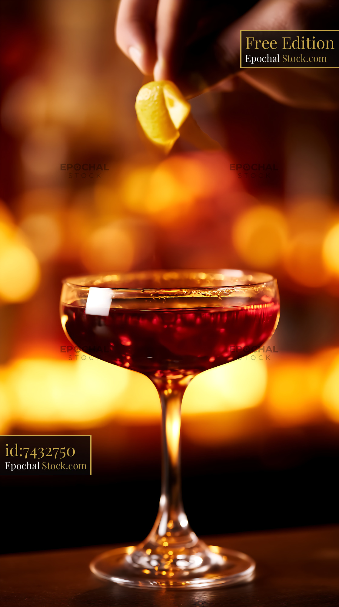 Bushwick Cocktail with Lemon Twist Garnish - stock photo