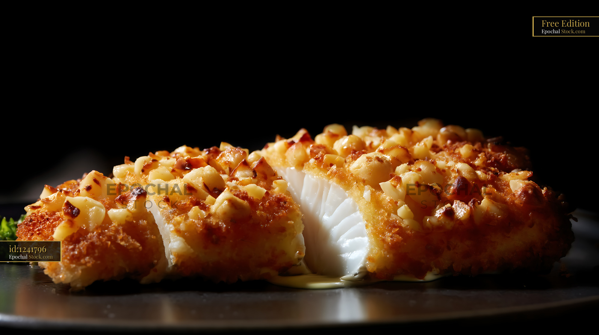 Macadamia Crusted Fish with Golden Crust - stock photo
