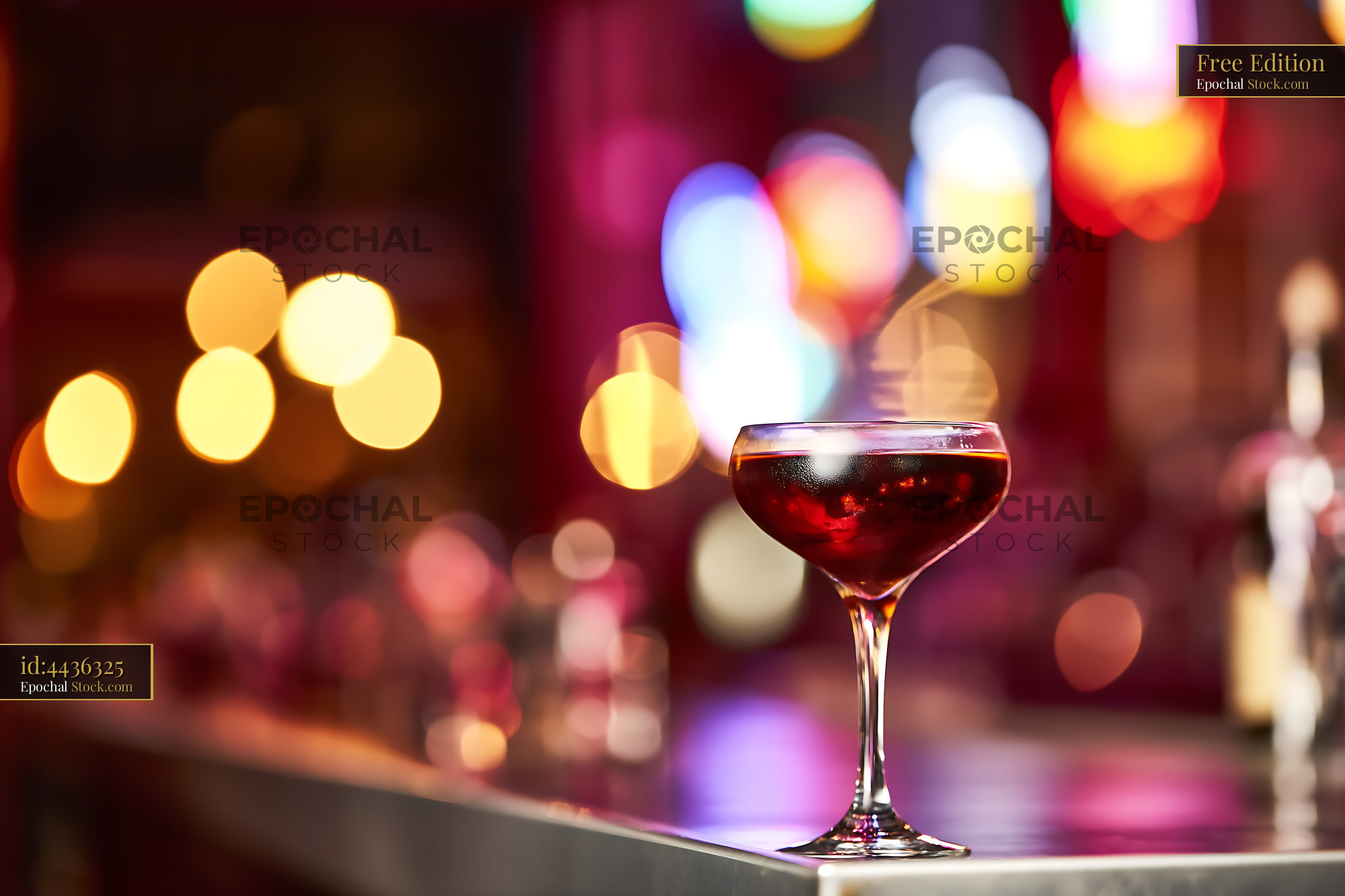 Bushwick Cocktail with Bokeh Bar Lights - stock photo