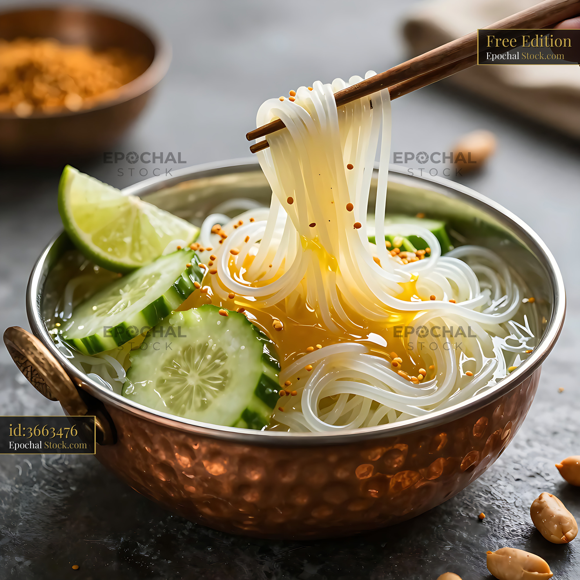 Kakdi Koshimbir Fusion Noodle Bowl - stock photo