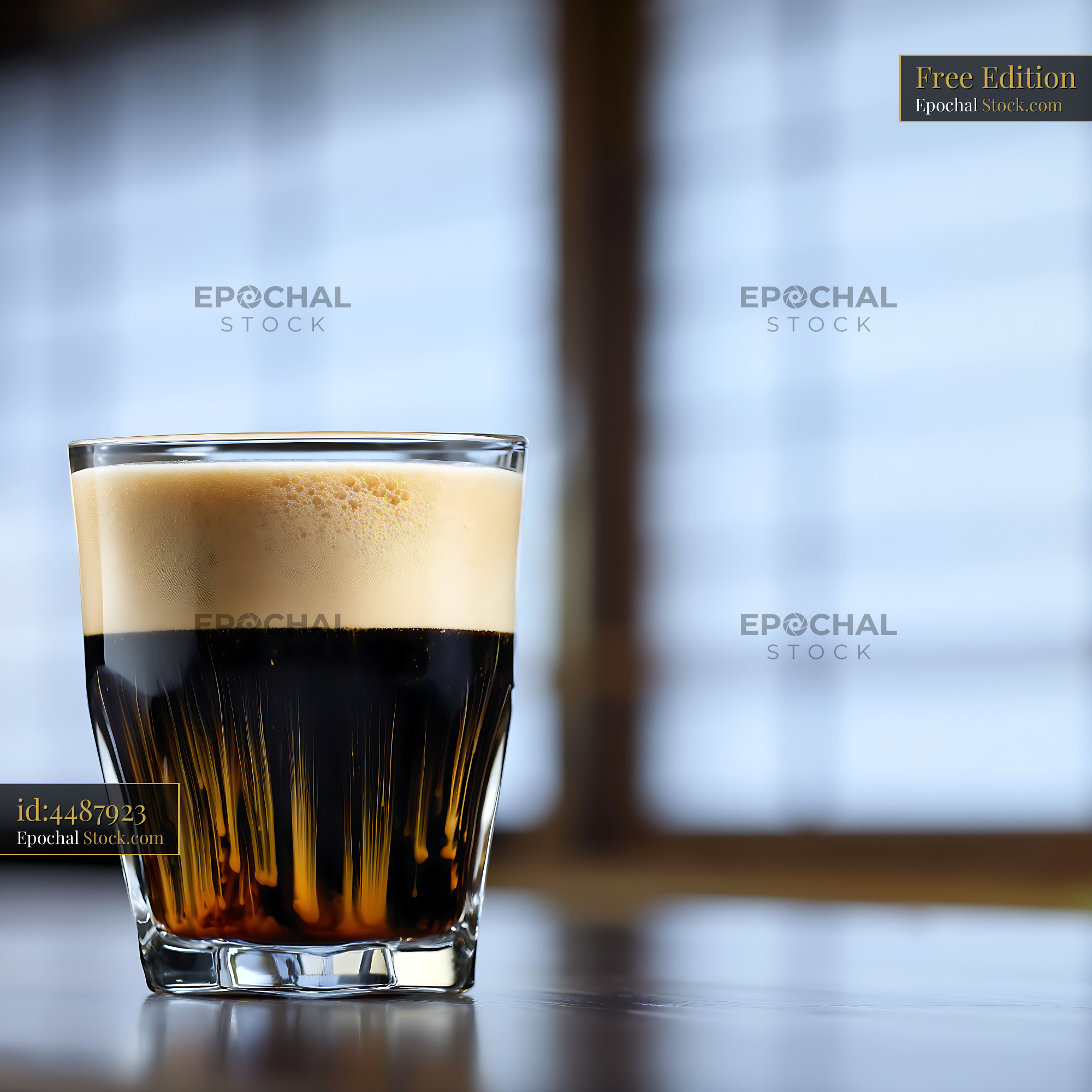 Nitro Caramel Coffee with Layered Foam - stock photo