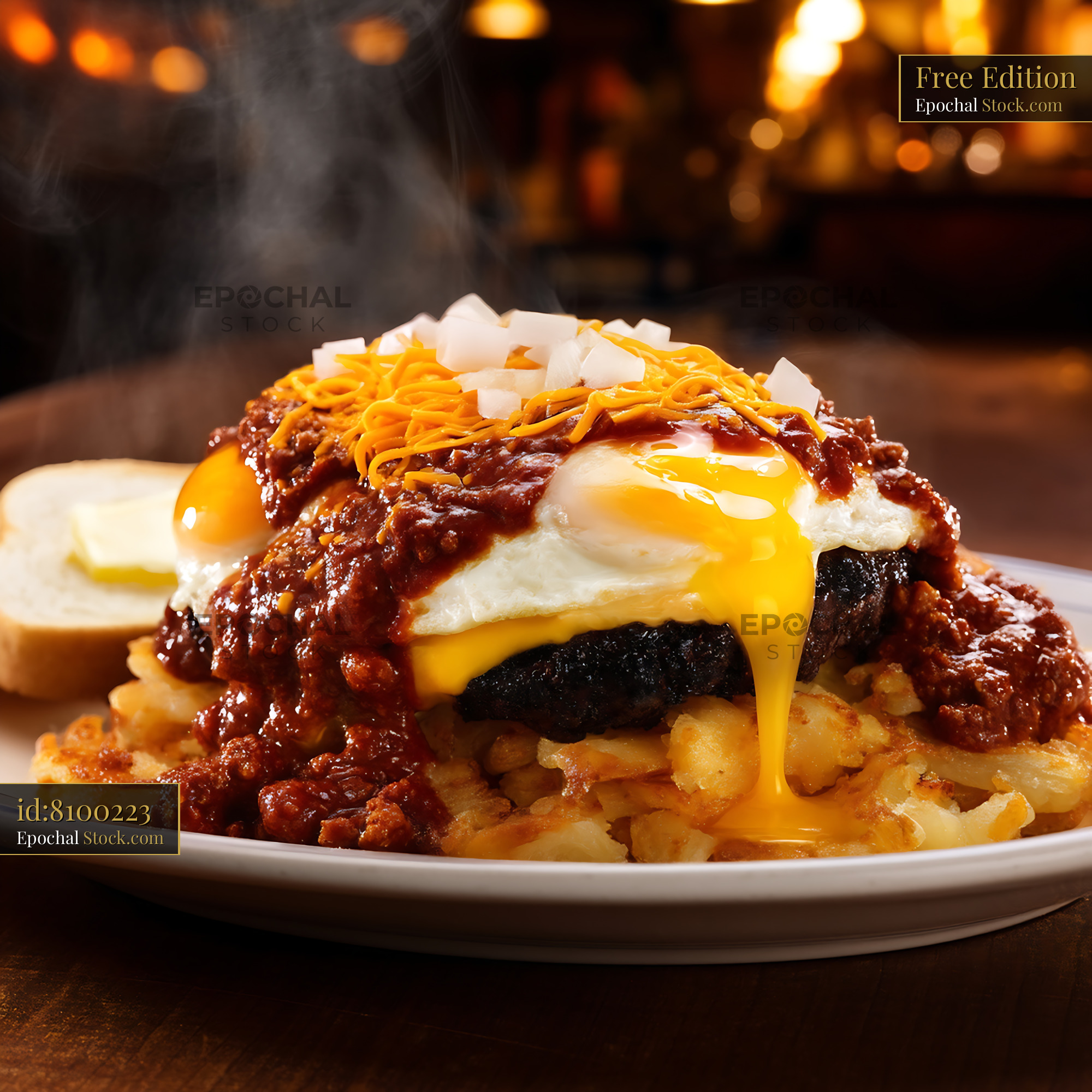 St. Louis Slinger with Fried Egg and Hash Browns - stock photo