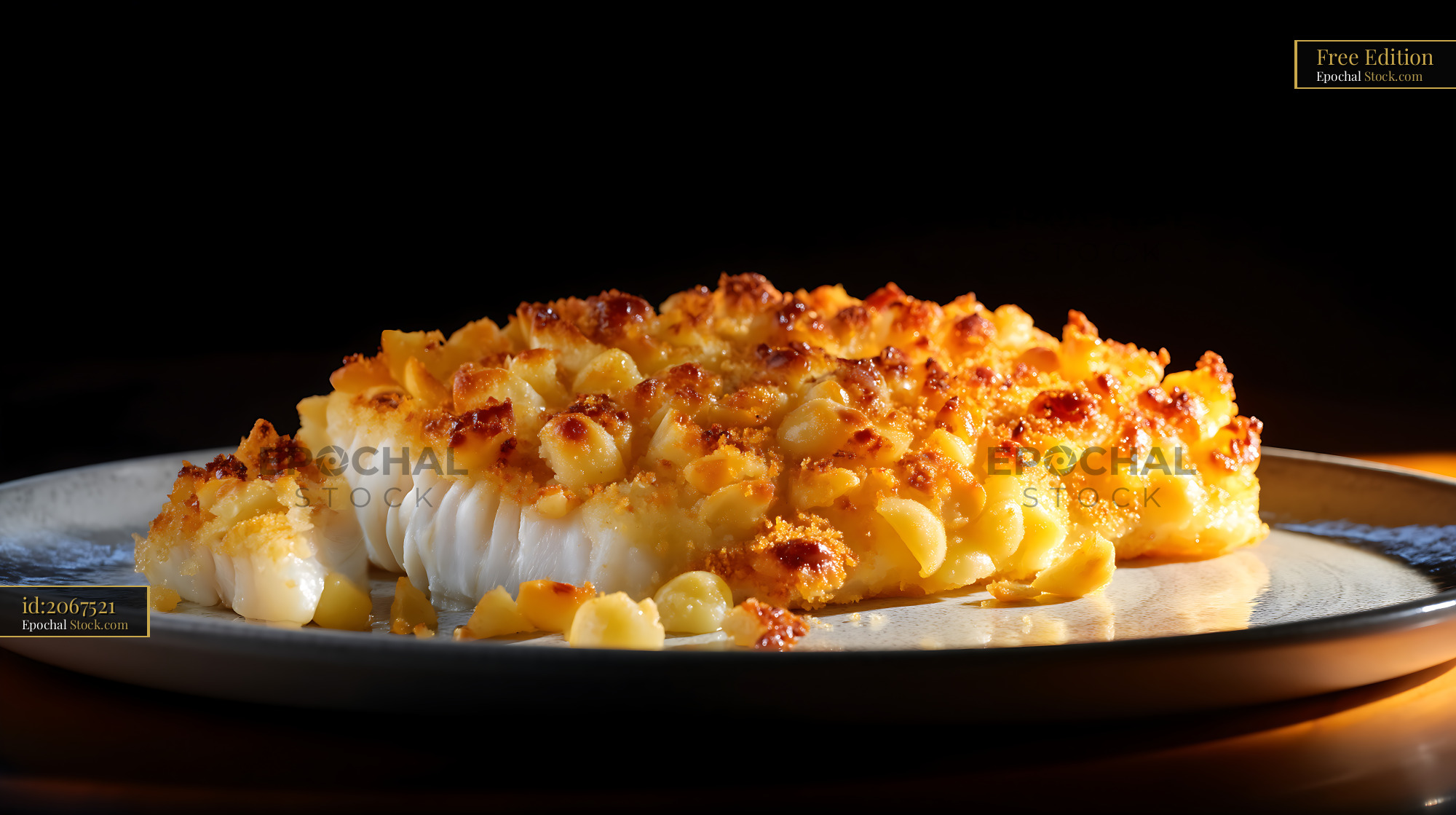 Macadamia Crusted Fish with Cream Sauce - stock photo