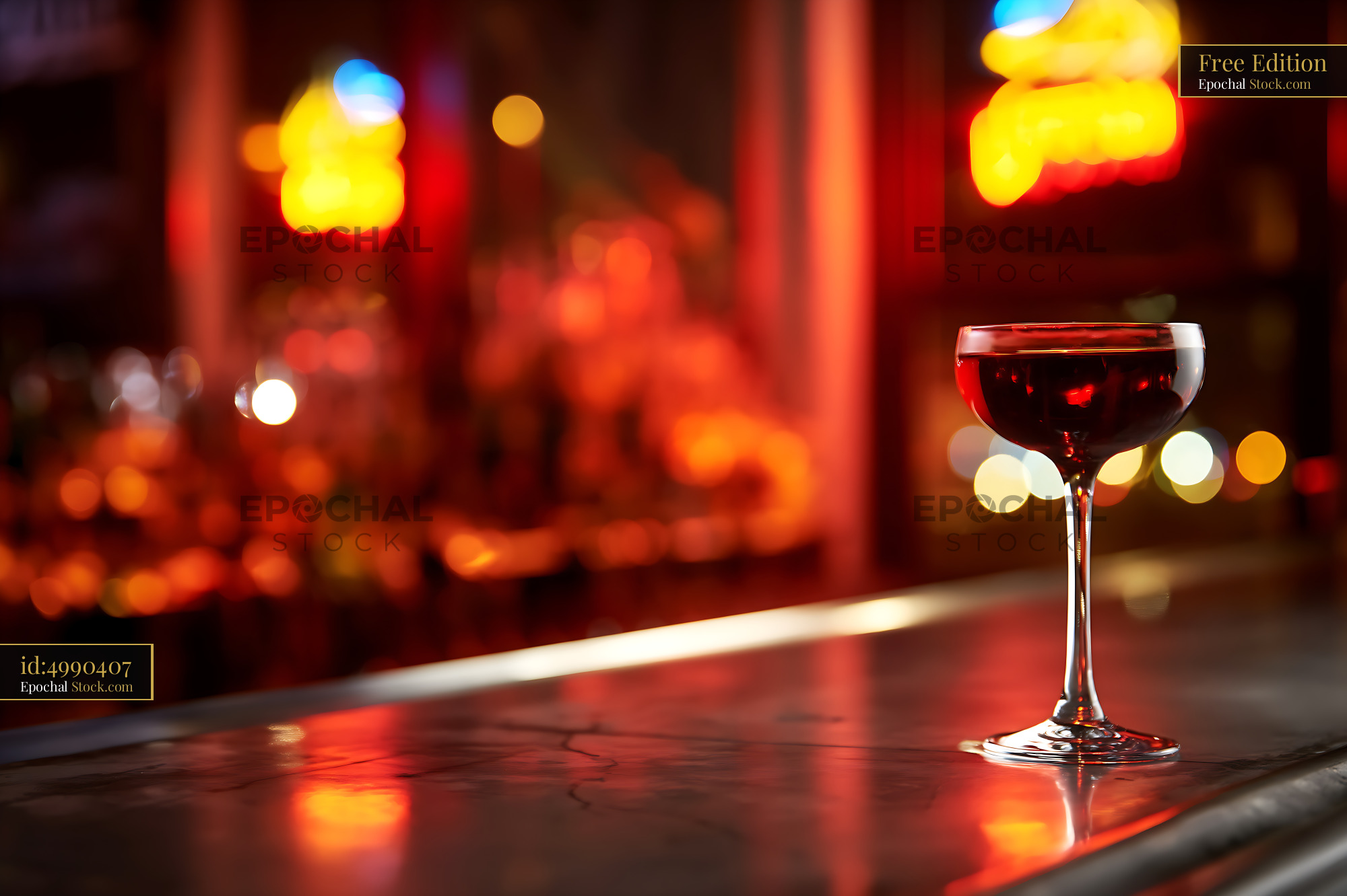 Bushwick Cocktail on Glowing Neon Bar - stock photo