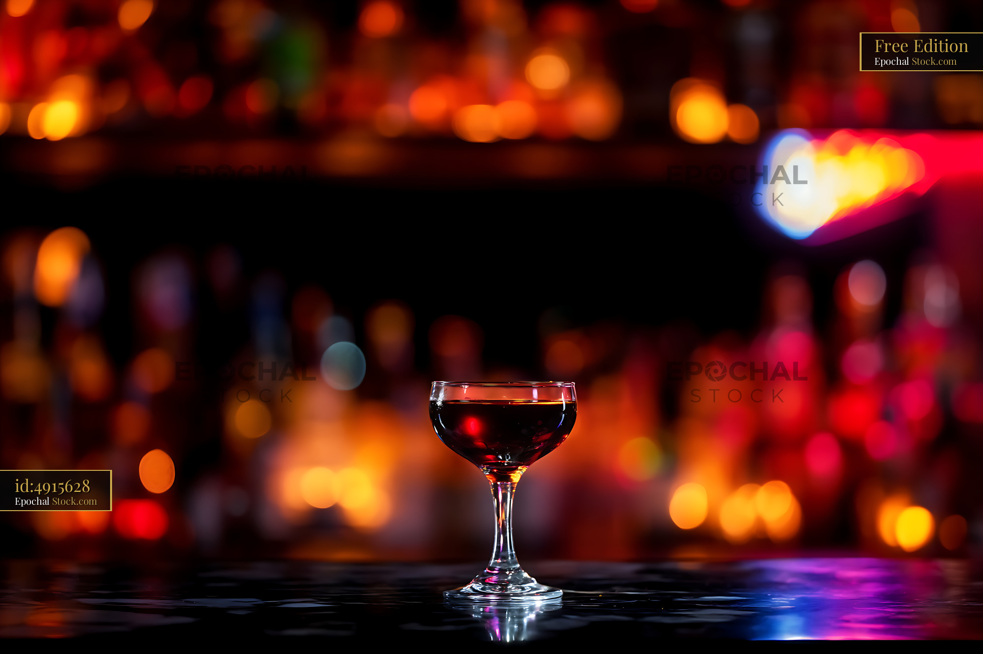 Bushwick Cocktail in Elegant Bar with Bokeh Lights - stock photo