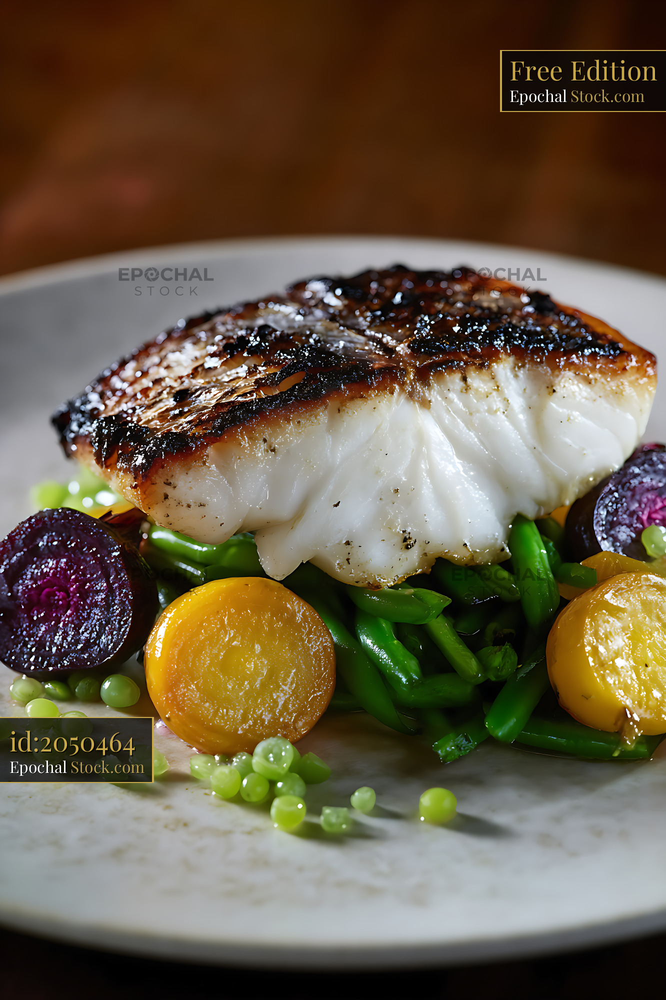 Murray Cod Fillet Seared on Vegetable Medley - stock photo