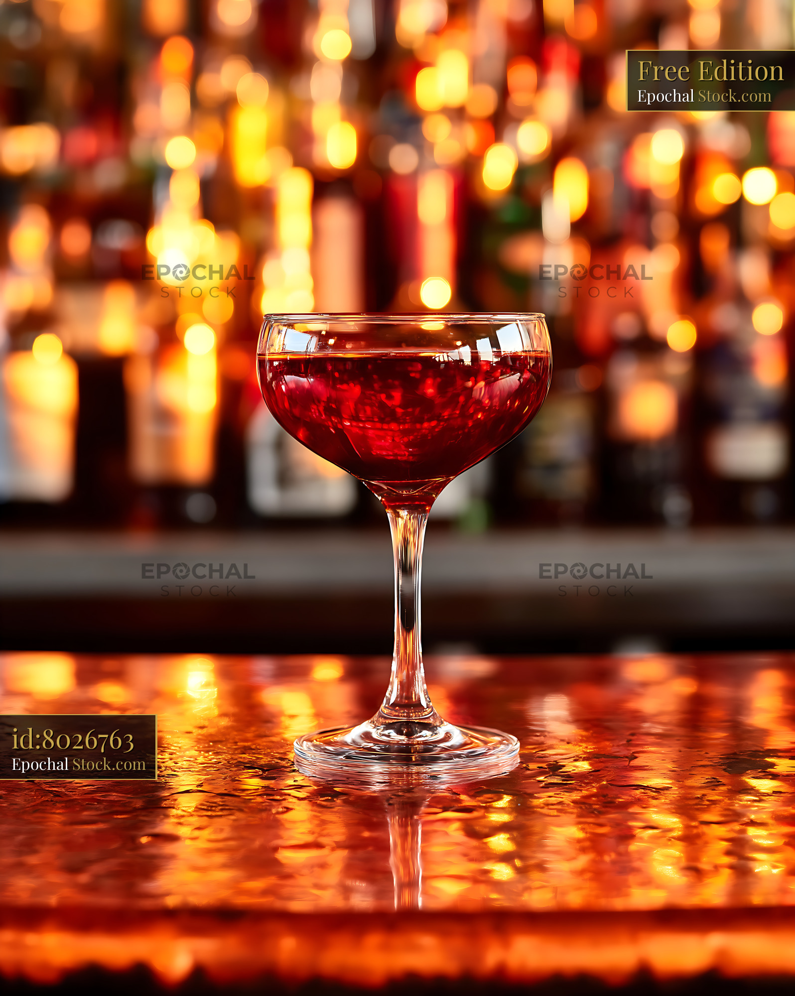 Bushwick Cocktail on Bar Counter - stock photo
