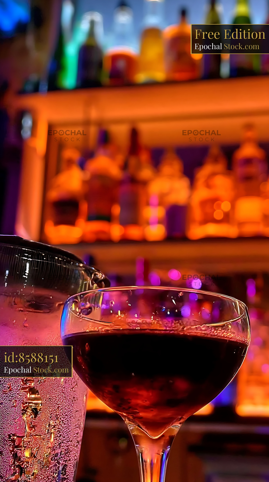 Bushwick Cocktail at Upscale Bar with Ambient Glow - stock photo