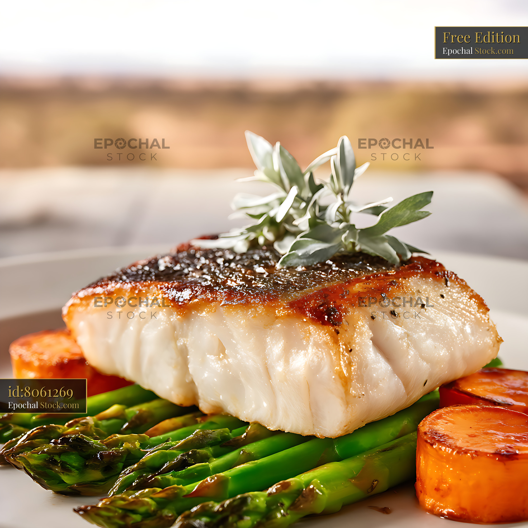 Pan-Seared Murray Cod Fillet Fine Dining - stock photo