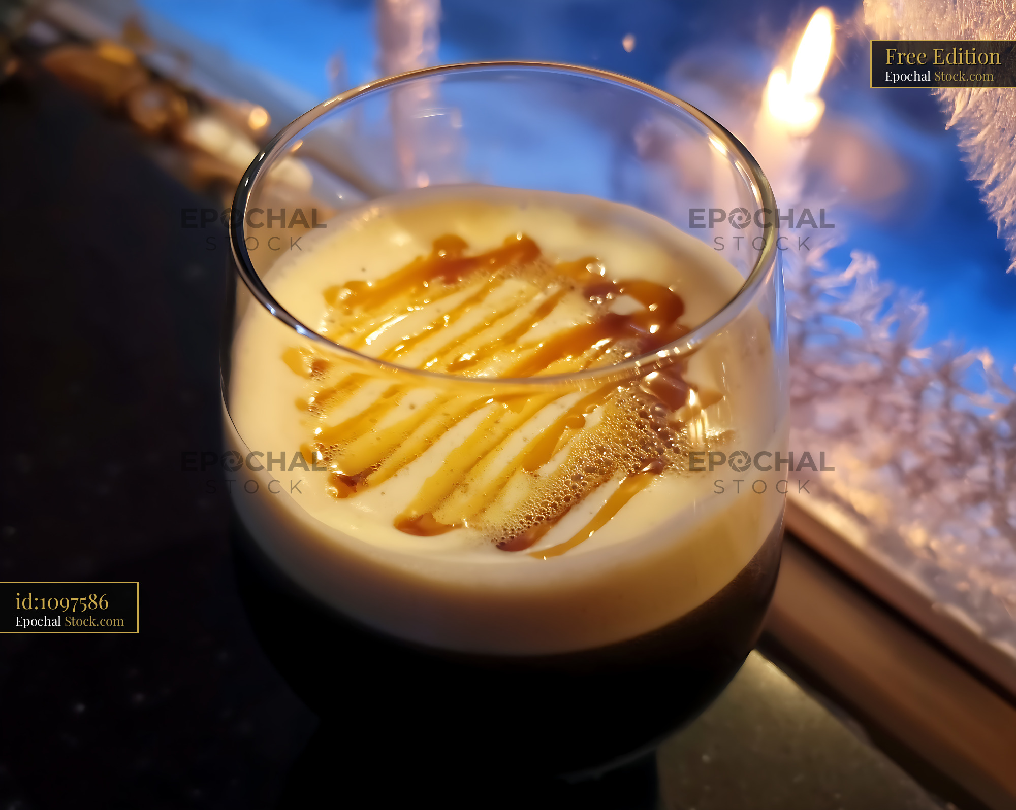 Nitro Caramel Coffee with Creamy Foam Top - stock photo