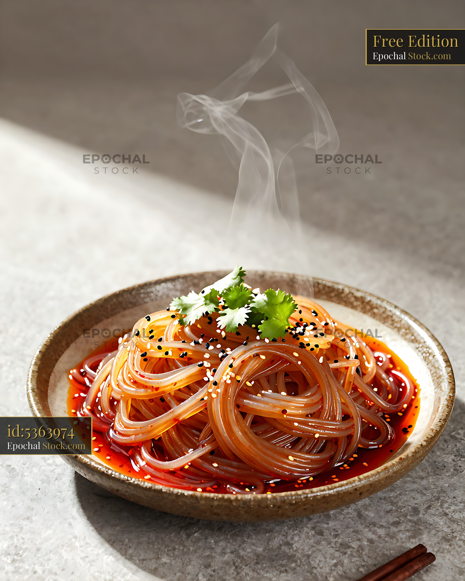 Sichuan Glass Noodle Salad Steaming Hot - stock photo
