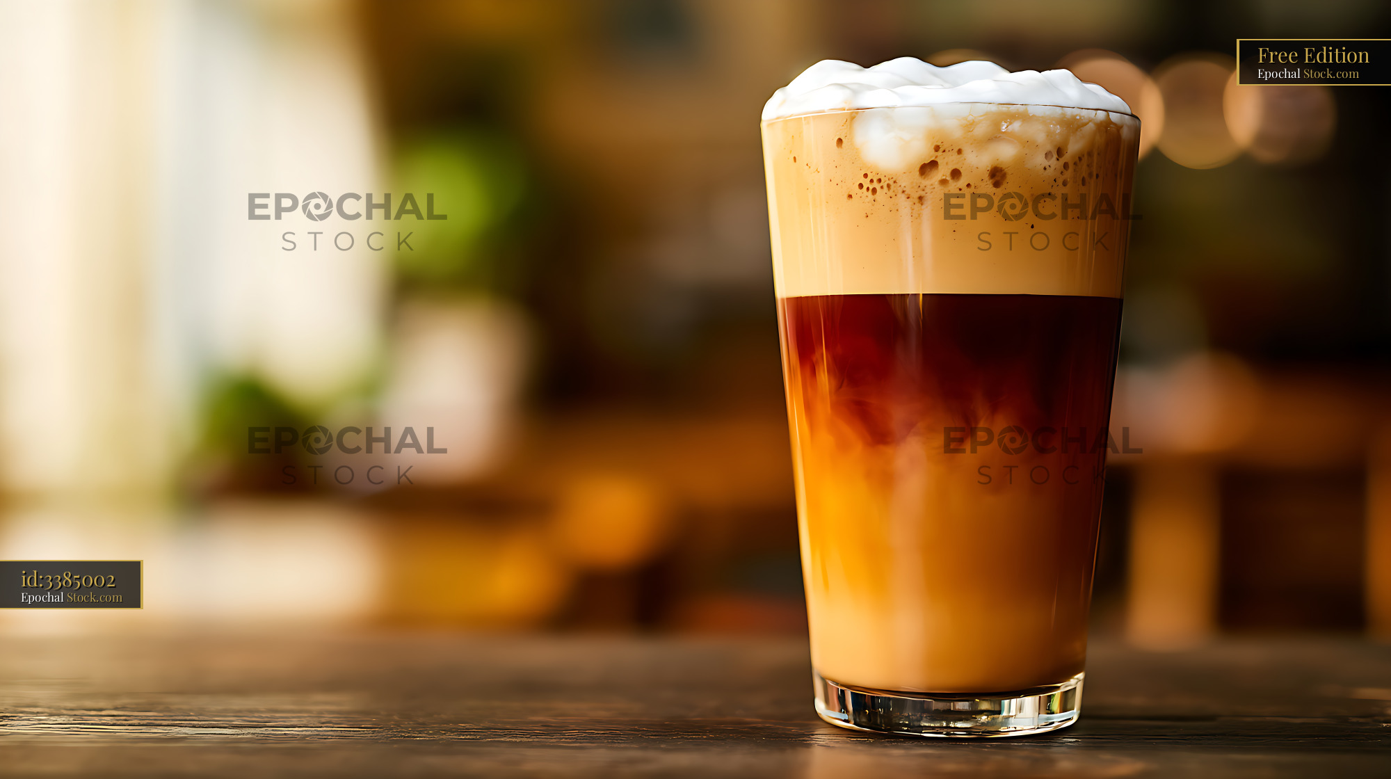 Refreshing Iced Coffee Latte with Creamy Foam - stock photo