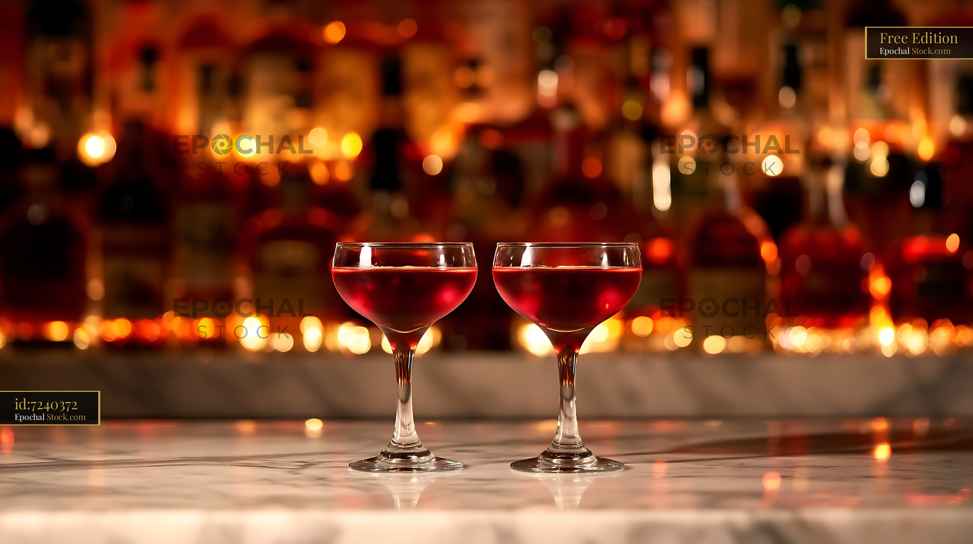Bushwick Cocktail: Elegant Red Drinks at Cozy Bar - stock photo