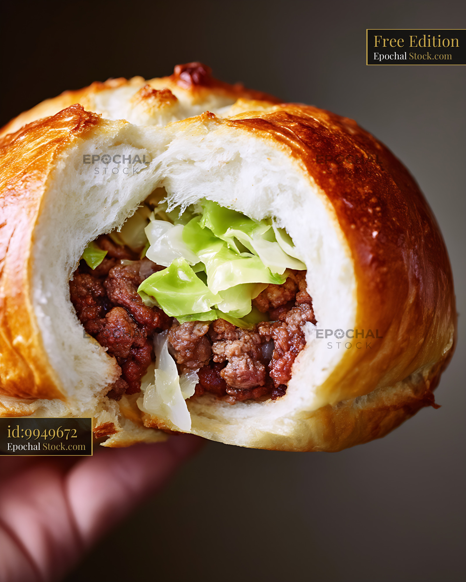 Banh M Sandwich with Meat and Fresh Greens - stock photo