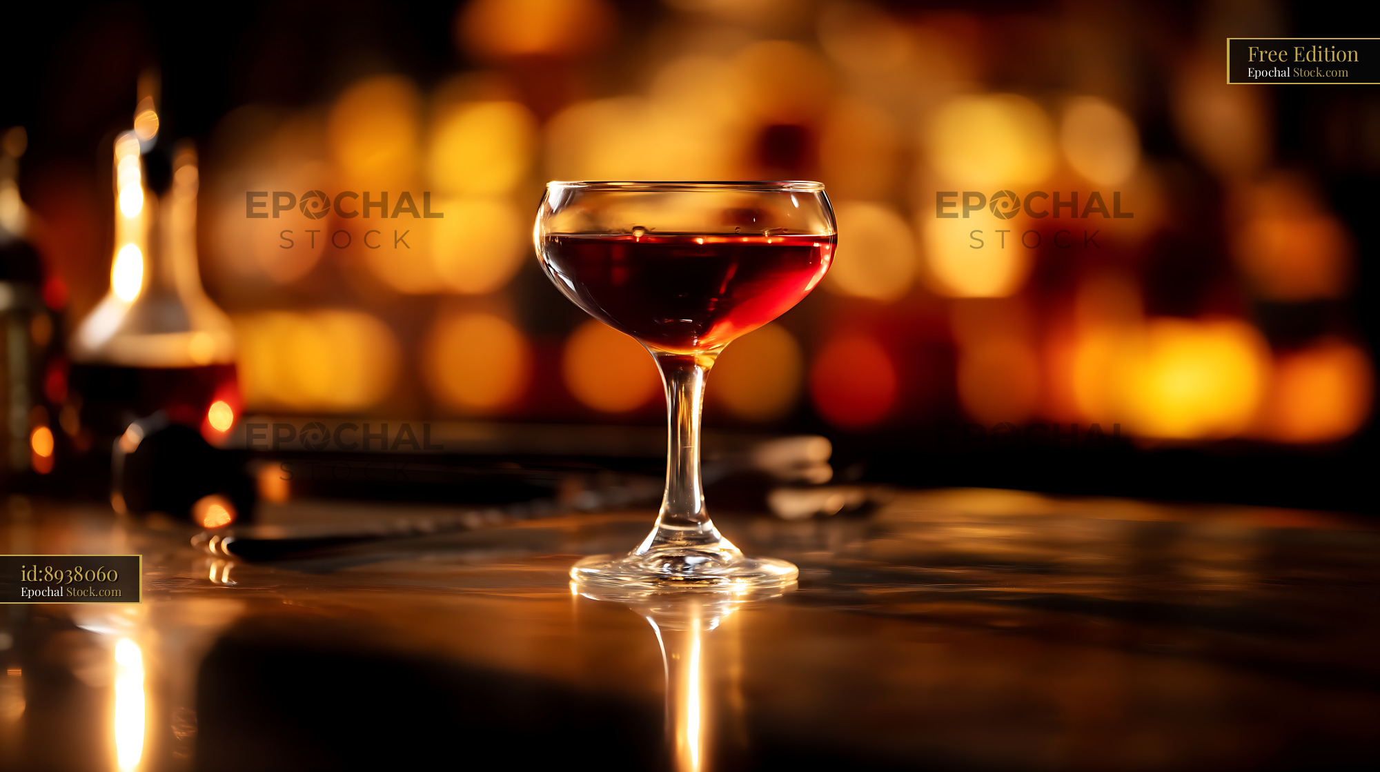 Bushwick Cocktail in Coupe Glass, Warm Ambiance - stock photo