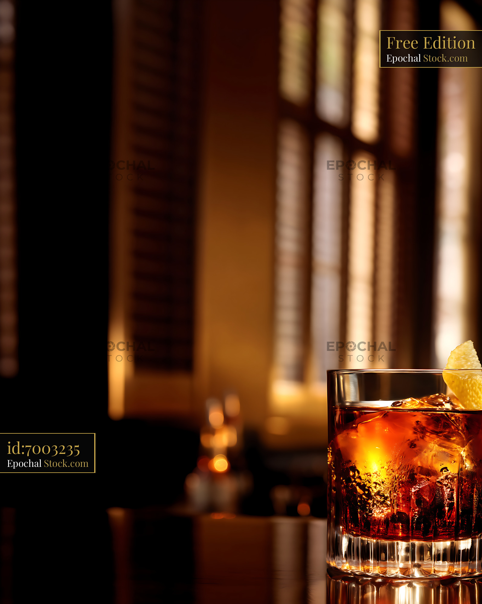 Saratoga Cocktail with Lemon Twist at Bar - stock photo